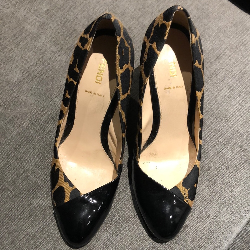 Fendi Canvas Animal Print Pumps